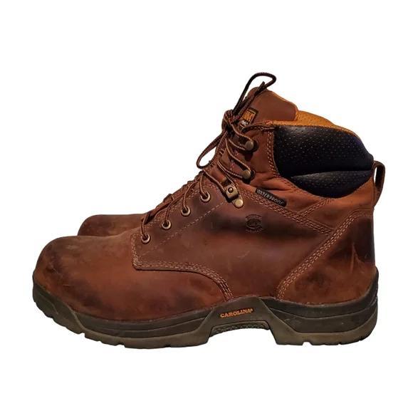 Carolina CA 5020 Brown Leather Lace-Up Waterproof Work Boots Men's Size 15D Boots